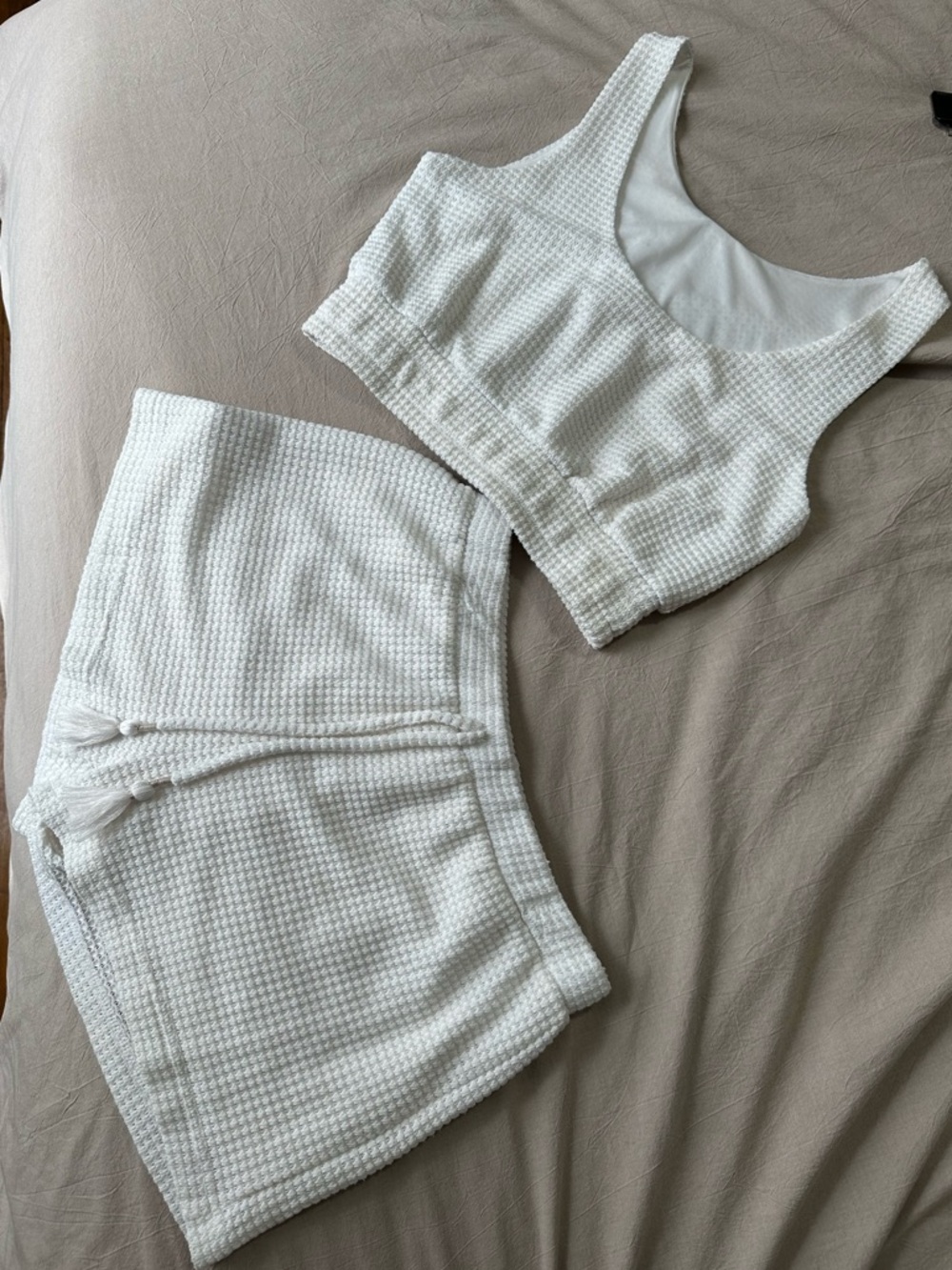 Surf Gypsy waffle knit white short set
